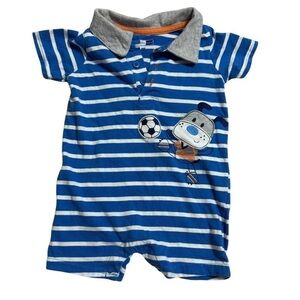 baby boy vitamins baby puppy playing soccer Romper k121